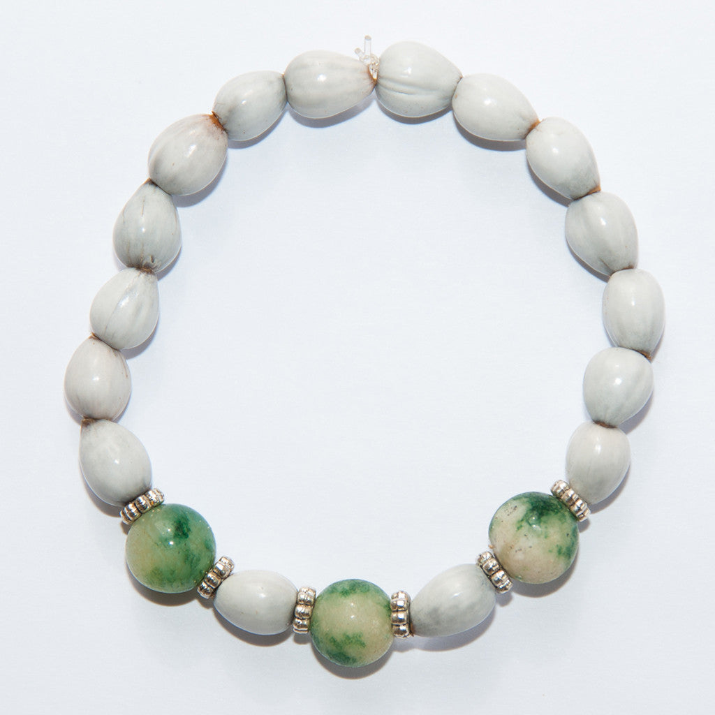 Blessing Bead Bracelet - Agate Green Varigated Blessing Bead Bracelet - Agate Green Varigated