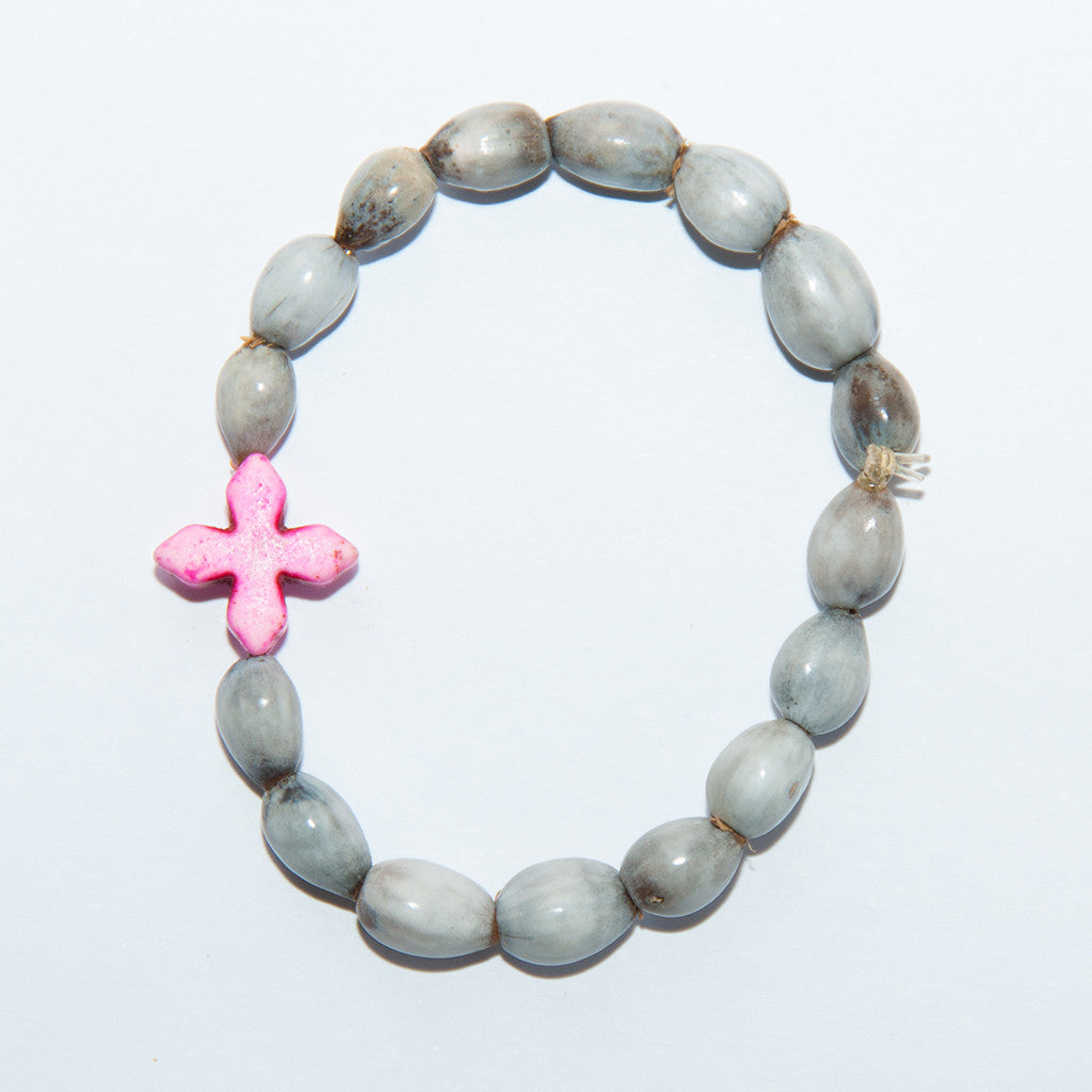 Blessing Bead Bracelet - Cross Square Coral