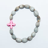 Blessing Bead Bracelet - Cross Square Coral