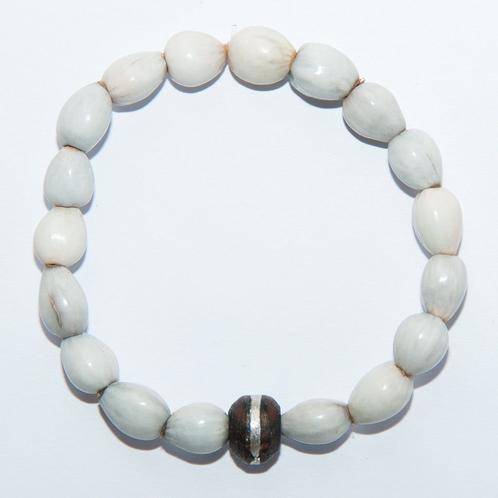 Blessing Bead Bracelet - Wooden Bead Silver