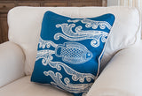 Batik Fish Indigo Throw Pillow