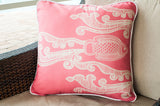 Batik Fish Coral Throw Pillow
