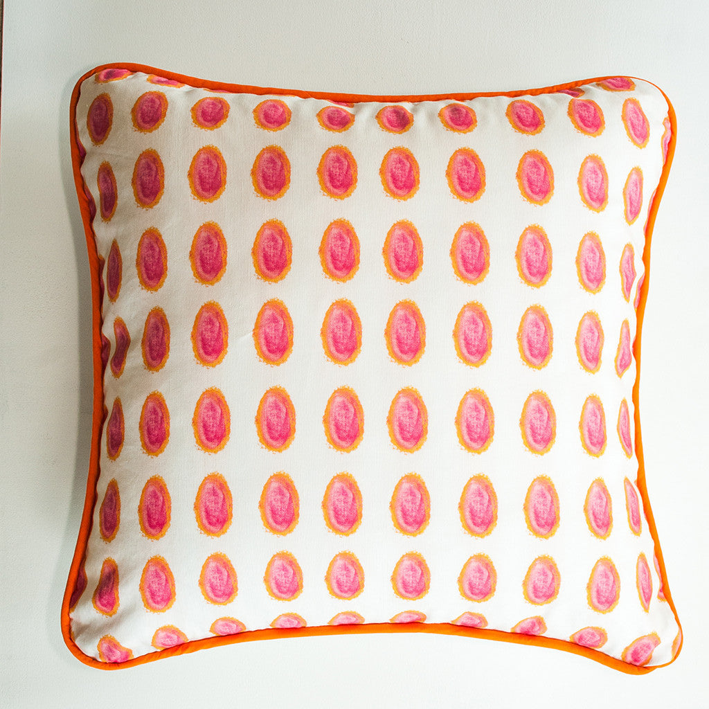 Neo-Color Dots Coral Throw Pillow Neo-Color Dots Coral Throw Pillow