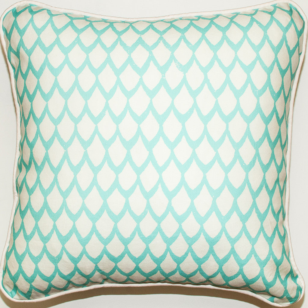 Big Catch Fish Scales Aqua Throw Pillow