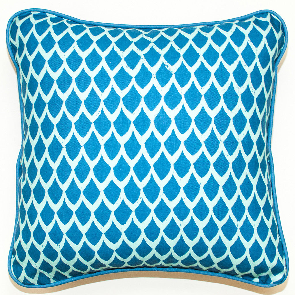 Big Catch Fish Scales Indigo Throw Pillow Big Catch Fish Scales Indigo Throw Pillow