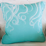 Tentacles Teal Throw Pillow