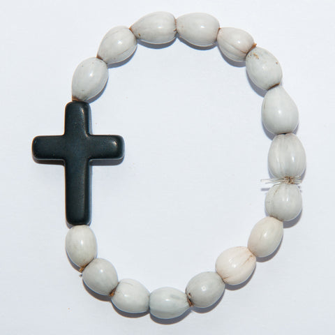 Blessing Bead Bracelet - Cross Black Large