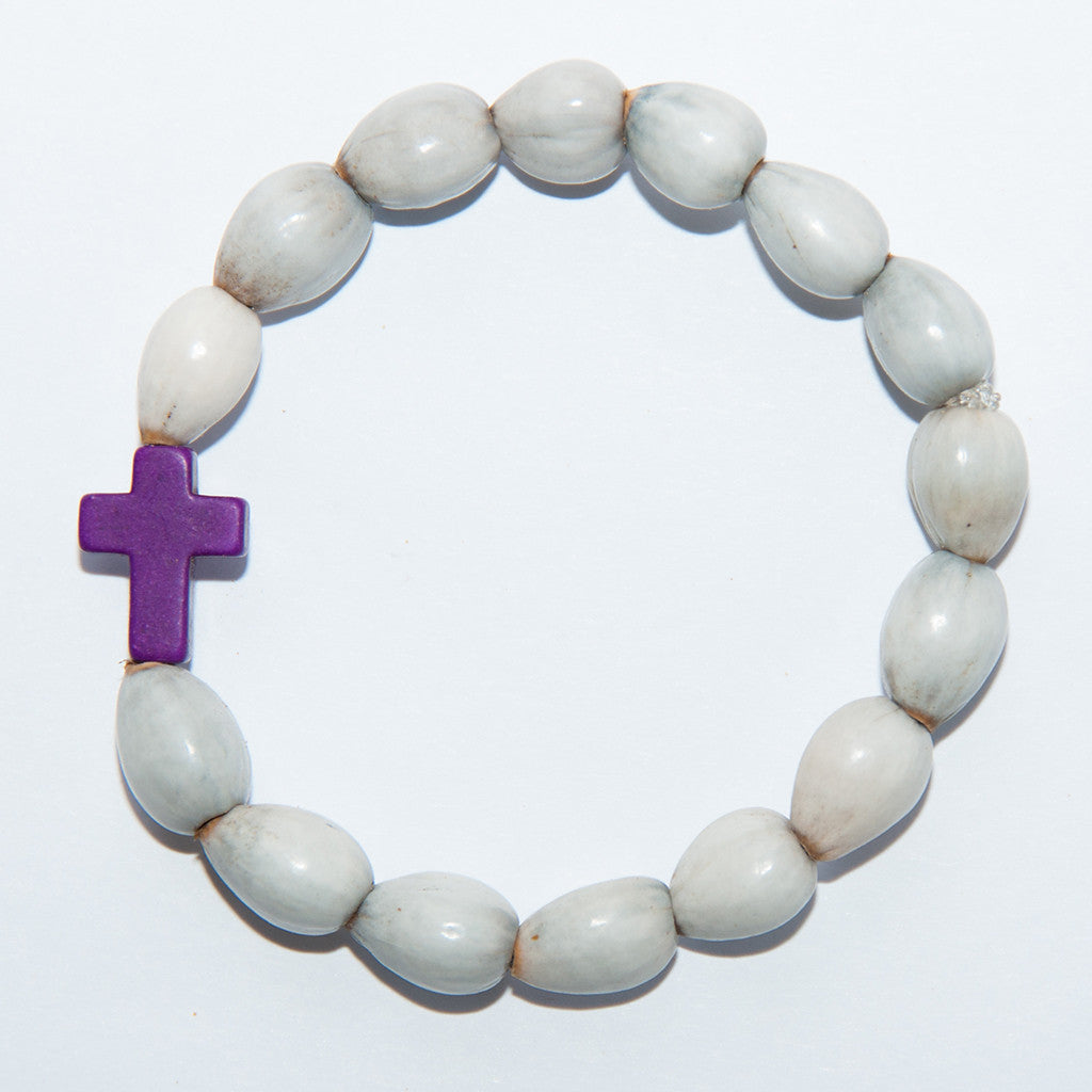 Blessing Bead Bracelet - Cross Purple