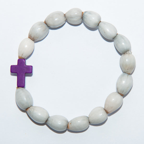 Blessing Bead Bracelet - Cross Purple
