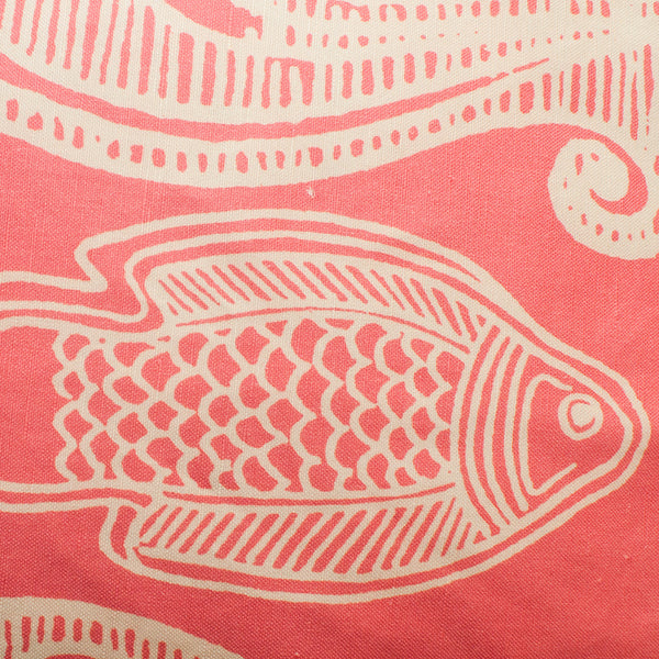 Batik Fish Coral Throw Pillow
