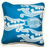 Batik Fish Indigo Throw Pillow