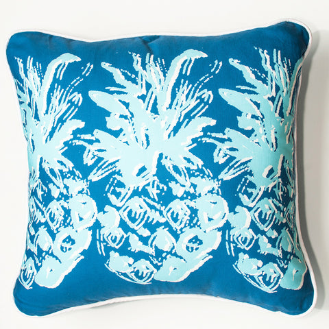 Blue Pineapple Throw Pillow